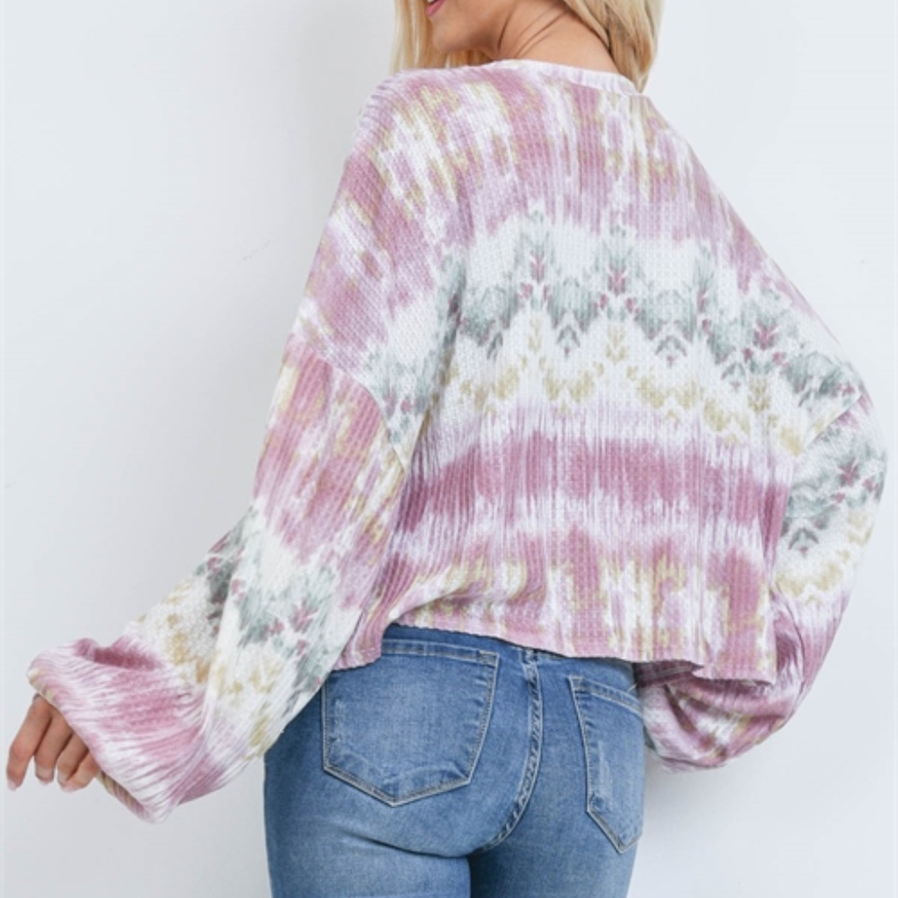 WHITE MAUVE TIE DYE TOP - Picture 4 of 6